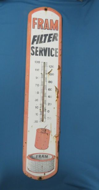 Vintage Fram Filters Service Thermometer 39 X 8