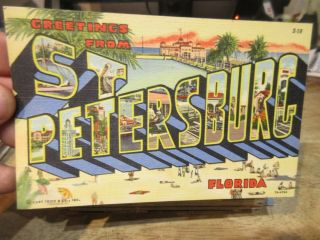 Vintage Old Postcard Florida Greetings From St Saint Petersburg Large Letters