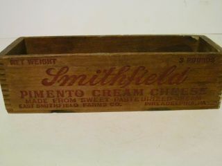 Vintage Smithfield Wooden Brick Pasteurized Cream Cheese Box 3 Lb Pennsylvania