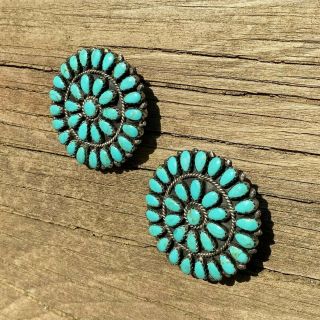 Vintage Larry Moses Begay Turquoise Cluster Petit Point Sterling Post Earrings 2