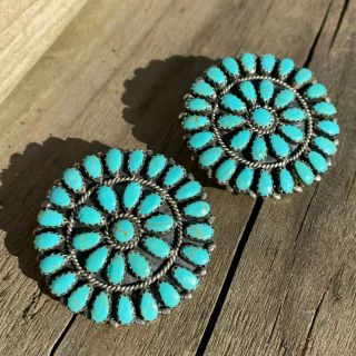 Vintage Larry Moses Begay Turquoise Cluster Petit Point Sterling Post Earrings 3