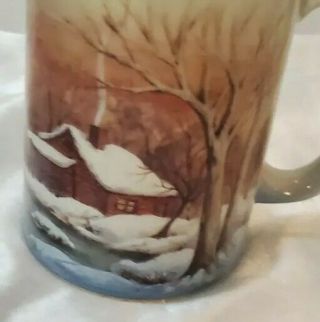 Vintage Otagiri Winter Forest Hand - Painted Coffee Mug 3