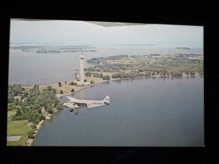 Island Airlines Ford Tri - Motor Airplane Put - In - Bay Lake Erie Oh Vintage Postcard