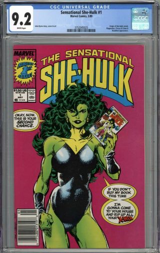 Sensational She - Hulk 1 Cgc 9.  2 Nm - Newsstand Variant White Pages