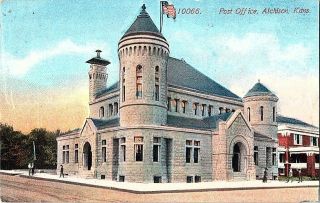 Post Office Atchison Kans.  Kansas Vintage Postcard Standard View Card