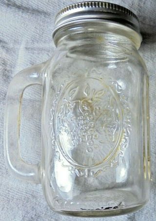 Vintage Glass 4 " Ball Mason Jar With Handle Salt And Pepper Spice Shaker