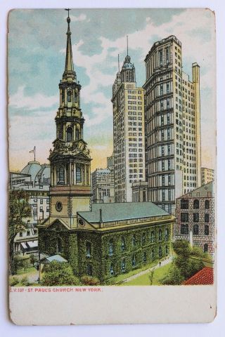 Old Postcard St.  Paul’s Church,  York,  N.  Y.