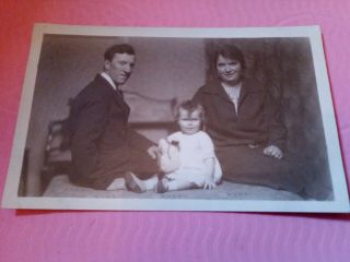 Very Old Real Photo Postcard Of Man,  Woman & Baby.  A H Hawke Helston