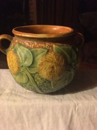 Rare Vintage Roseville Pottery Sunflower Vase