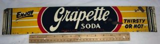 Antique Grapette Tin Litho Soda Pop Sign Vintage Fountain Country Grocery Store