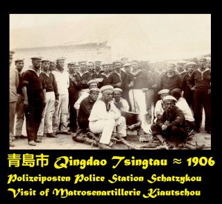 青島市 Qingdao Tsingtau Police Station Polizeiposten Schatzykou 2x Orig ≈ 1906