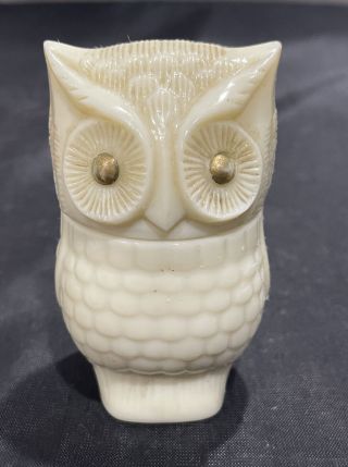 Vintage 1972 Avon White Owl Perfume Decanter/cream Jar Milk Glass Moonbeam