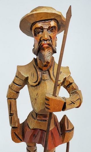 Vintage Wooden Hand Carved Don Quixote Figurine Statue