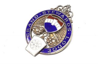 A Vintage C1980 Sterling Silver Enamelled Grand Stewards Lodge Masonic Medal 24g