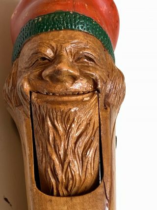Vintage German Black Forest Detailed Hand Carved & Painted Gnome Elf Nutcracker