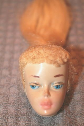 Vintage 3 Blonde Ponytail Barbie Doll Head With Face Paint