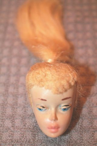 Vintage 3 Blonde Ponytail Barbie Doll Head with Face Paint 2