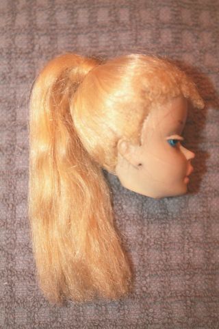 Vintage 3 Blonde Ponytail Barbie Doll Head with Face Paint 3