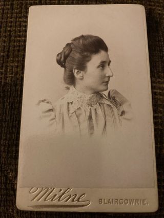 Victorian Cdv Photo Woman In Profile,  Hair Up - Blairgowrie,  Dated 1892