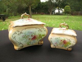 Sf & Co Royal Devon Victorian 2 Vanity Trinket Boxes Blush Roses
