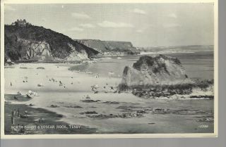 North Sands & Goscar Rock Tenby _ Old Unposted Postcard