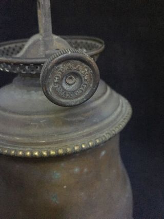 Vintage/Antique Brass Kerosene Oil Lamp w/ P & A Mfg Co Burner 3