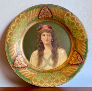 Antique Tin Art Vienna Lady Plate 105 Irene 2