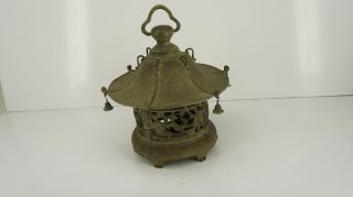 Vintage Cast Brass Heavy Fancy Japanese Decorative Metal Lantern