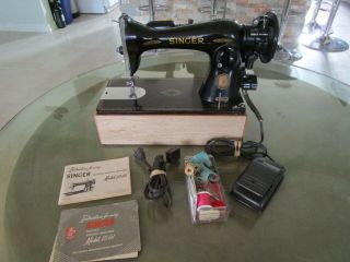 Vintage Singer Sewing Machine 15 - 91 Heavy Duty Gear Drive Denim Leather Am10002