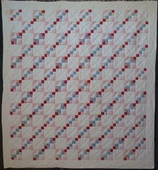 Great Graphics Vintage Red White & Blue Jacobs Ladder Quilt 80x74