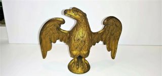 Antique/vintage Bronze American Eagle Finial Flag Gold Gilt Pole Topper  6.  5