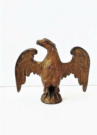 Antique/Vintage Bronze AMERICAN Eagle Finial Flag Gold Gilt Pole Topper  6.  5 2