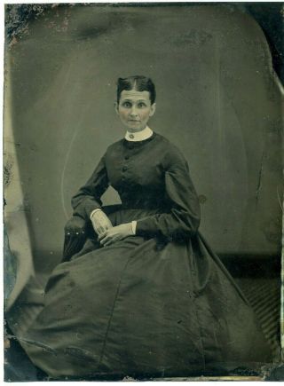 Large Format Tintype - Great Portrait Of A Woman -.  6.  5 " X 8.  5 "