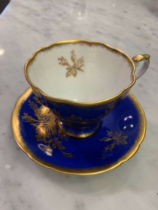 Paragon Tea Cup And Saucer Cobalt Blue And Gold Teacup