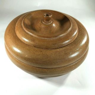 Vintage Hand Turned Wood Bowl With Lid 7 1/2 " In Diameter
