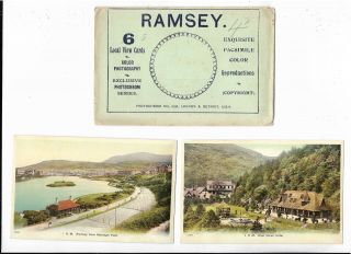 Isle Of Man Ramsey 5 Vintage Postcards In Paper Wallet 27.  12