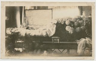 Dead Man Lying In Casket Coffin Memorial Vtg 1920 