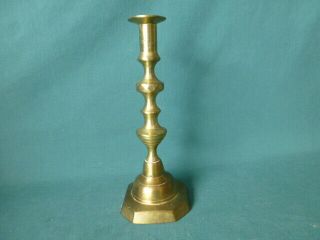 Antique Brass Push Up Candlestick 9 3/4 " High
