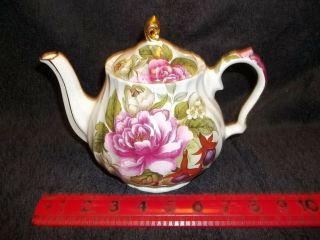 Vintage Sadler Made In England Red Rose Pattern Tea Pot