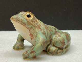 Vintage Brush (mccoy) Pottery Green And Brown Frog Figural Garden