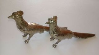 Vintage Art Deco Silver Peacock Salt And Pepper Shakers Set,  Marked Hai 28