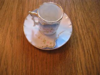 Antique Small Cup And Saucer Demitasse Espresso Coffee Tea Cup Vintage Gold Trim