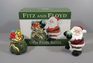 Fitz And Floyd " Gifts From Santa " Salt And Pepper Shakers Set