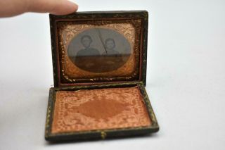 Vintage Case Tin Type 9th Plate Ambrotype Photo Of 2 Girls
