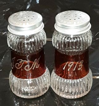 Vintage Cranberry Glass Salt And Pepper Shakers
