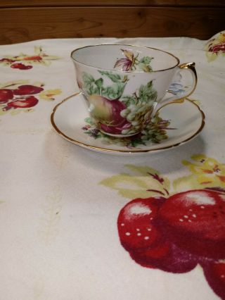 Vintage Regency Bone China Fruit /gold Tea Cup & Saucer Made In England