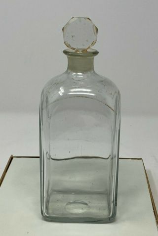 19th C.  Antique Apothecary Glass Bottle Decanter - 8 " Tall