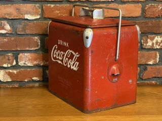 Vintage Coca - Cola Ice Chest 1950s Metal Cooler Lid Bottle Opener Cond