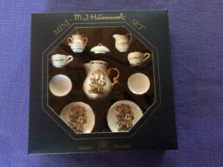 Vintage Mini M.  J.  Hummel Tea Set Germany 3 Children And Dog