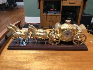 Vintage United Clock Gold Horse Drawn Royal Carriage Mantle Clock - Parts